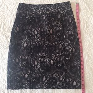 H&M Lace Pencil Skirt Black and Tan